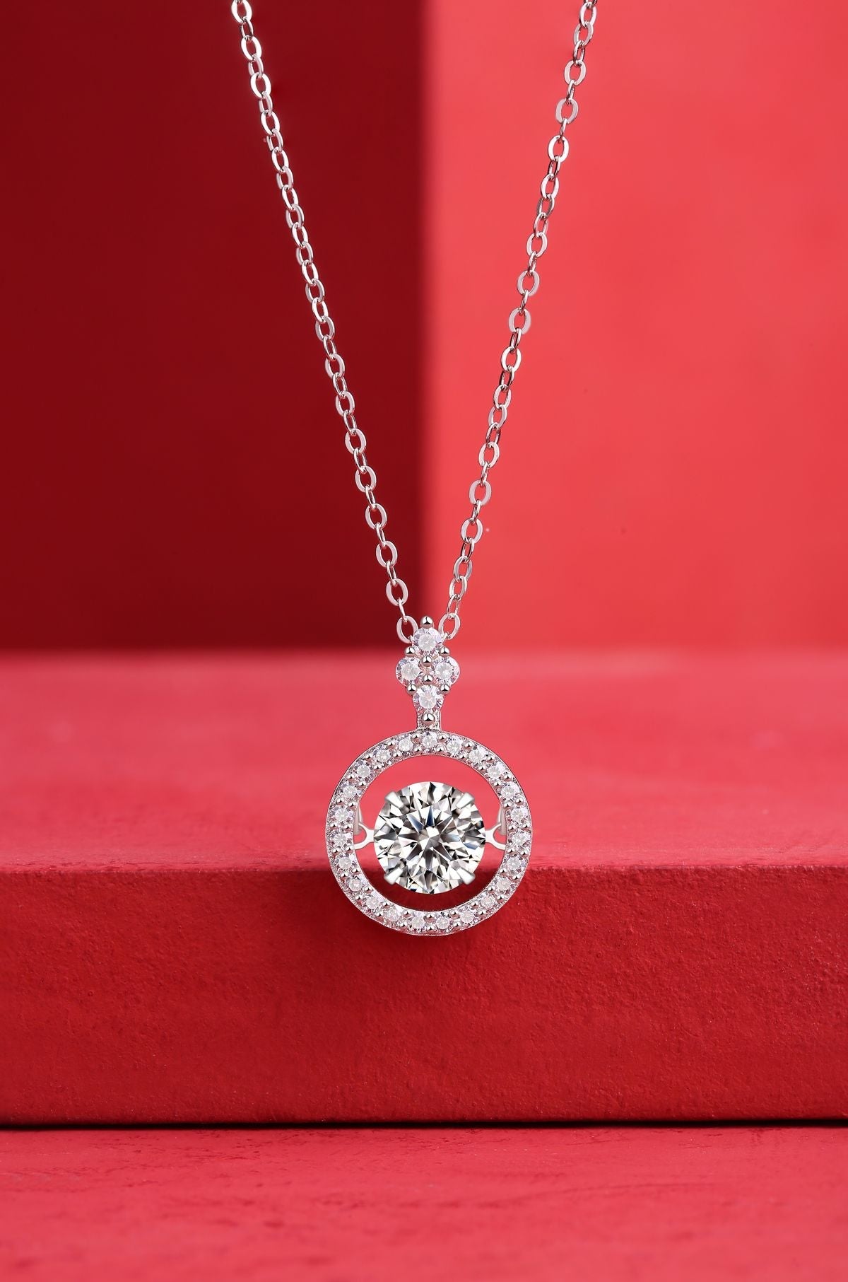 Touch - 1 Karat Moissan Diamant S925 Sterlingsilber Schmuck, modischer und trendiger Schmuck, erschwingliche Diamant-Halsketten-Anhänger