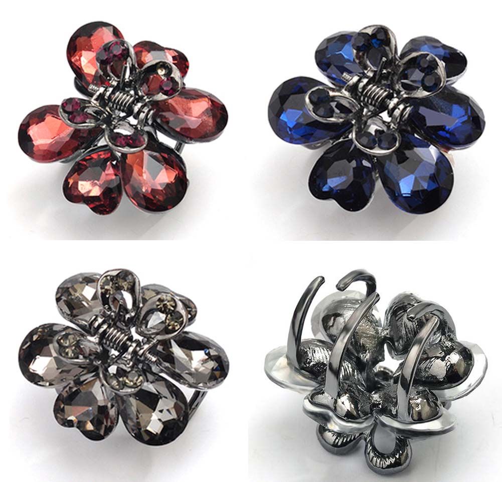 2 Stück Strass Haarspangen Kleine Kieferklauen Clips Bling Haarspange, Schmetterling-9
