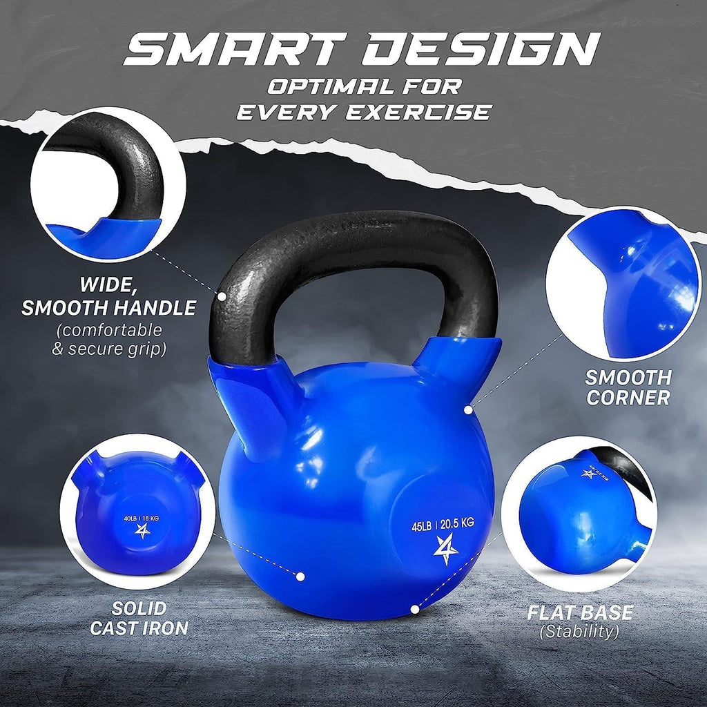 Kettlebell, 5-100 LB Vinylbeschichtete Gusseisen Kettlebells für Krafttraining, Home Gym Übungen, Fitness, Ganzkörpertraining, Liegestütze und Griffkraft