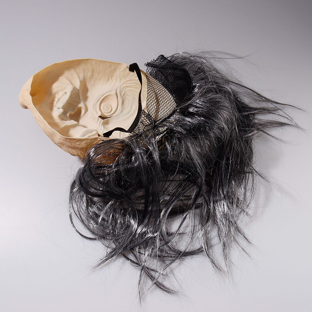 Masque d'Halloween Horreur Vieille Sorcière Cosplay Visage Fantôme Effrayant Nez Long Sorcière Casque en Latex avec Cheveux Accessoires de Fête Maison Hantée