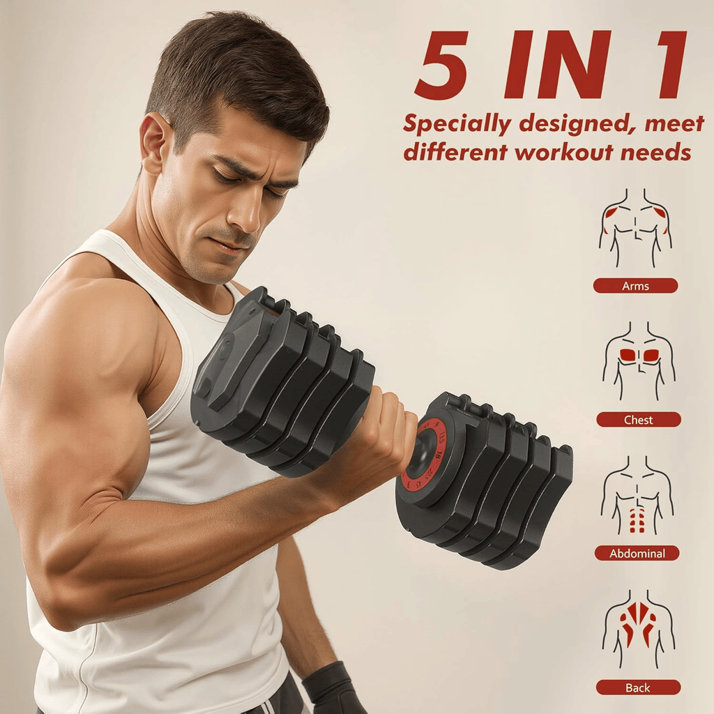 Verstellbares Kurzhantel-Set mit 22,5 LB (2er-Set) – 1-Sekunden-verstellbare Kurzhantelgewichte – 5-in-1-Freihantel-Set mit müheloser Ablage/rutschfestem Griff – Kompakte Größe für Damen/Herren im Home-Gym