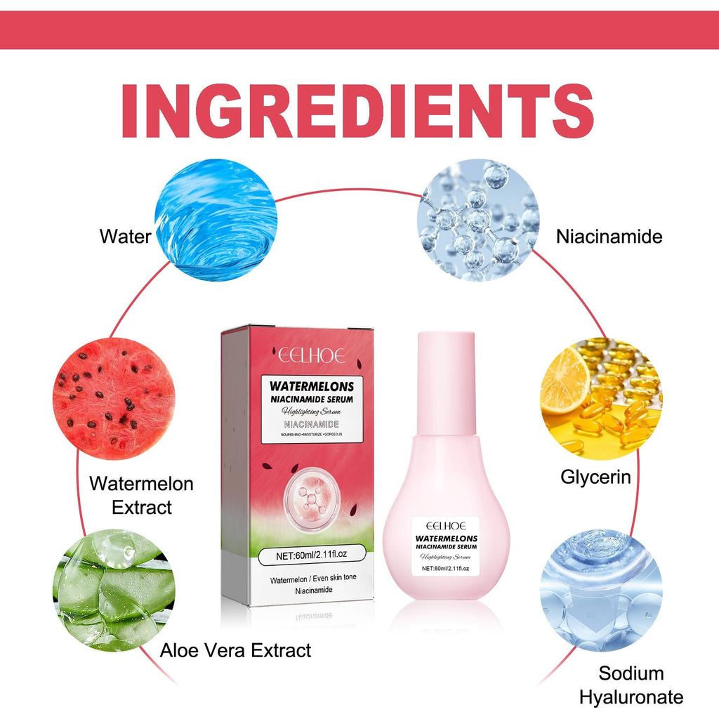 EELHOE Sérum à la Niacinamide de Pastèque, Estompe les Taches Raffermit et Illumine la Peau Hydratant Essence