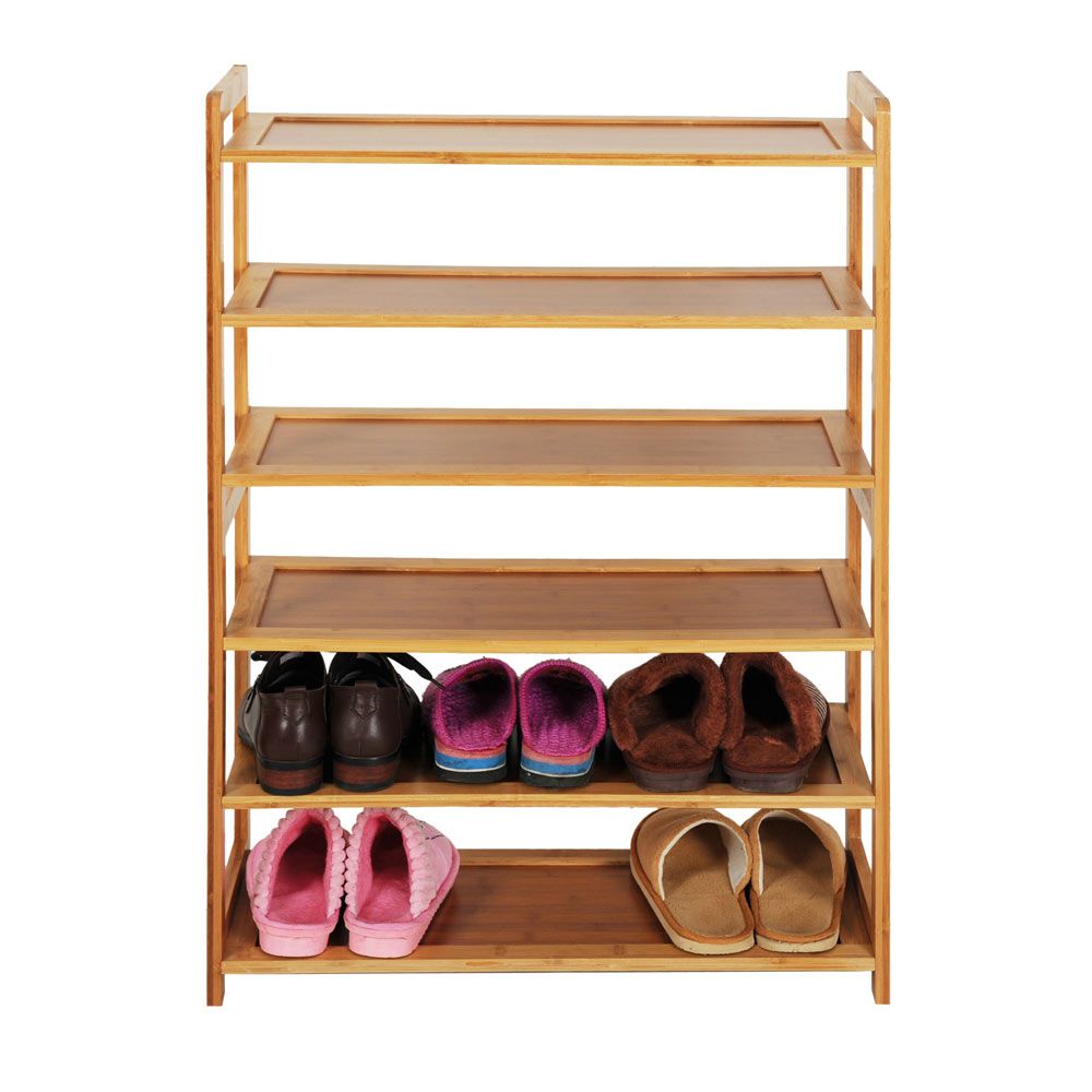 6-stufiges Holz-Bambusregal, Eingangsbereich, Aufbewahrung, Schuhregal, Möbel
