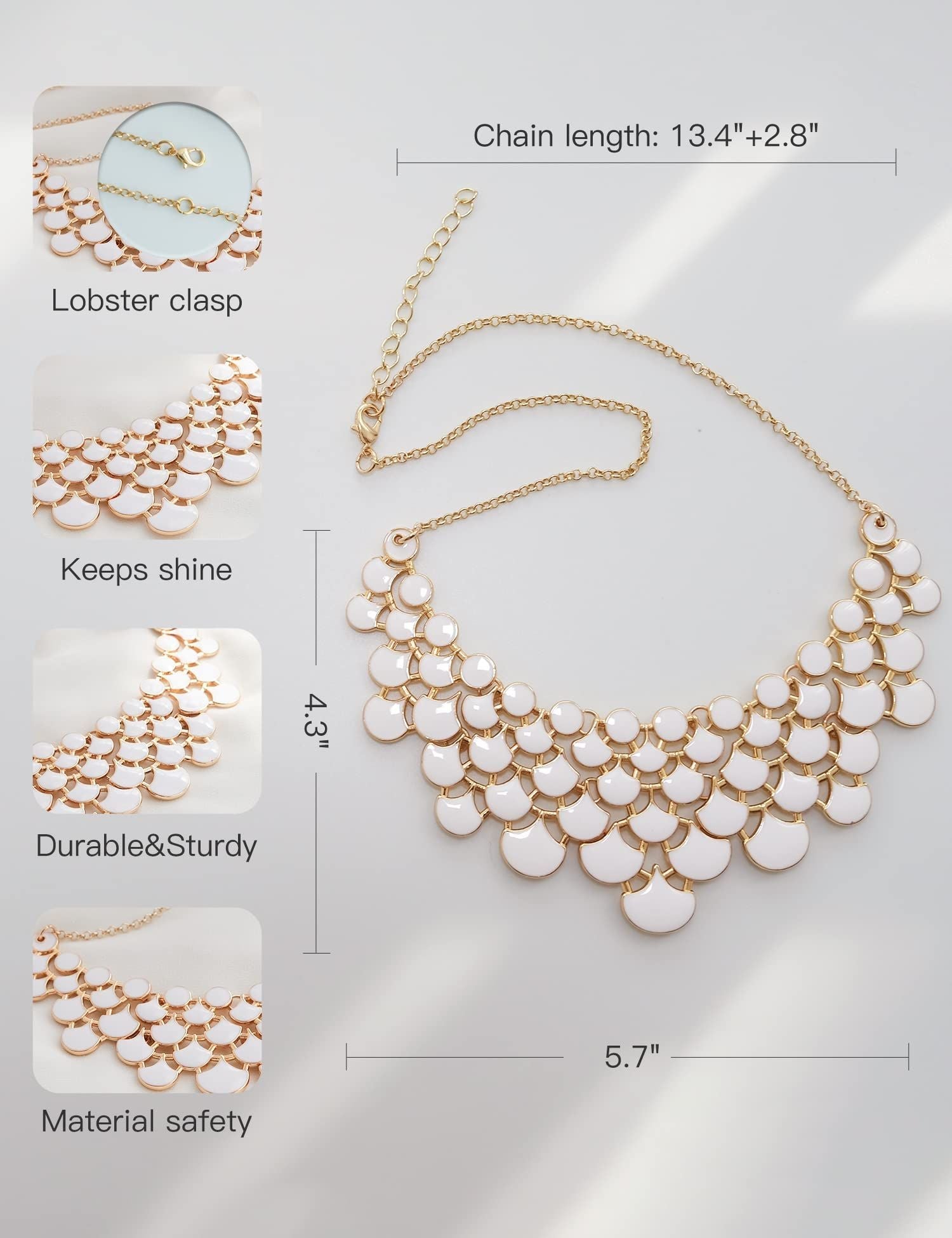 Jane Stone Modeaussage Collier Halskette Vintage Durchbrochenes Lätzchen Kostüm Schmuck