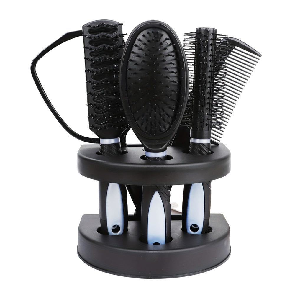 5tlg. Professionelles Friseur-Styling-Set Entwirrungsbürste Airbag-Kamm mit Schminkspiegel