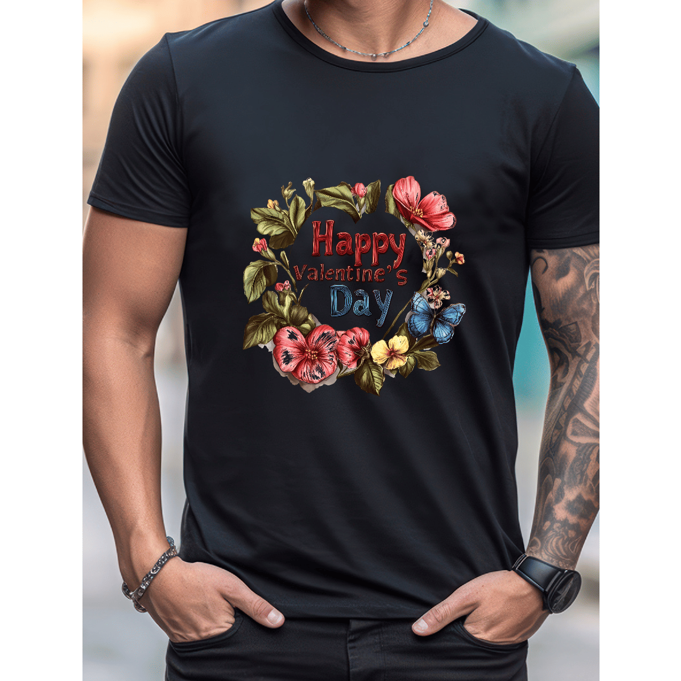 Stilvoll feiern mit diesem 100 % Baumwoll-Herren-T-Shirt zum Valentinstag