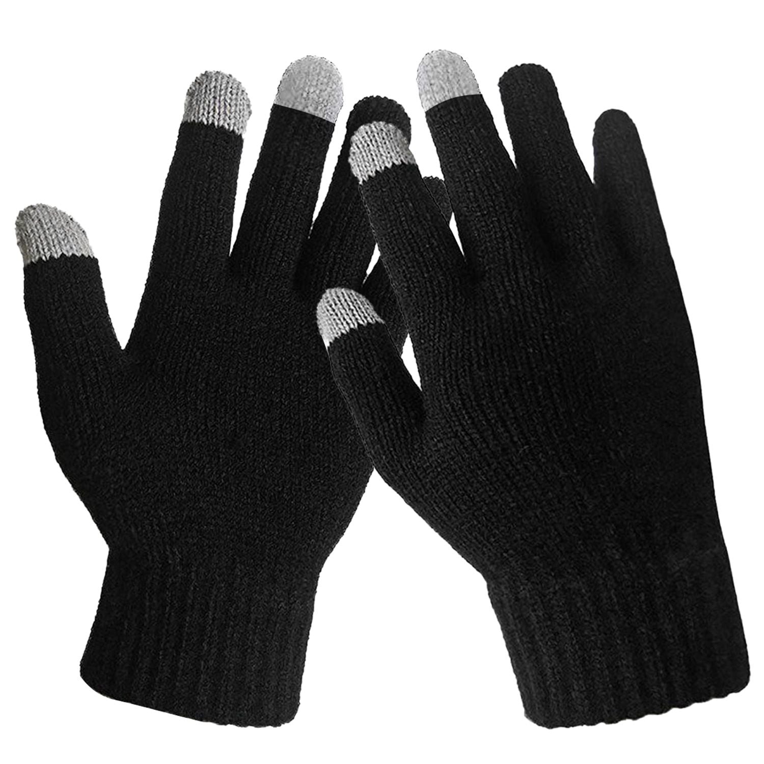 Gants écran tactile unisexe à doigts complets Gants tricotés chauds d'hiver pour la chaleur Course Cyclisme Camping Randonnée