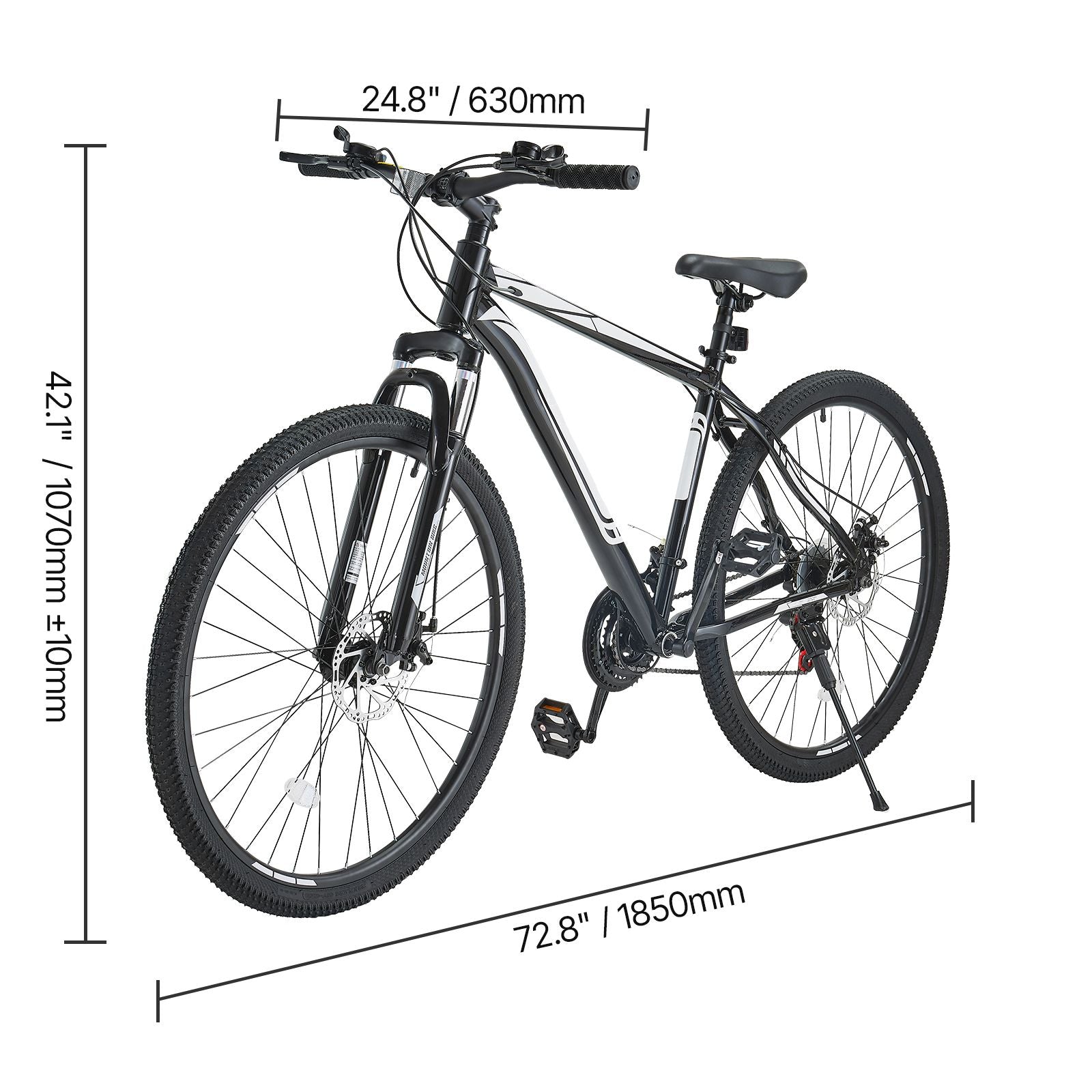 VTT 29 pouces avec suspension avant, 21 vitesses SHIMANO, selle confort, freins à double disque, cadre en alliage d'aluminium, vélo de sport pour adultes, sentier, neige