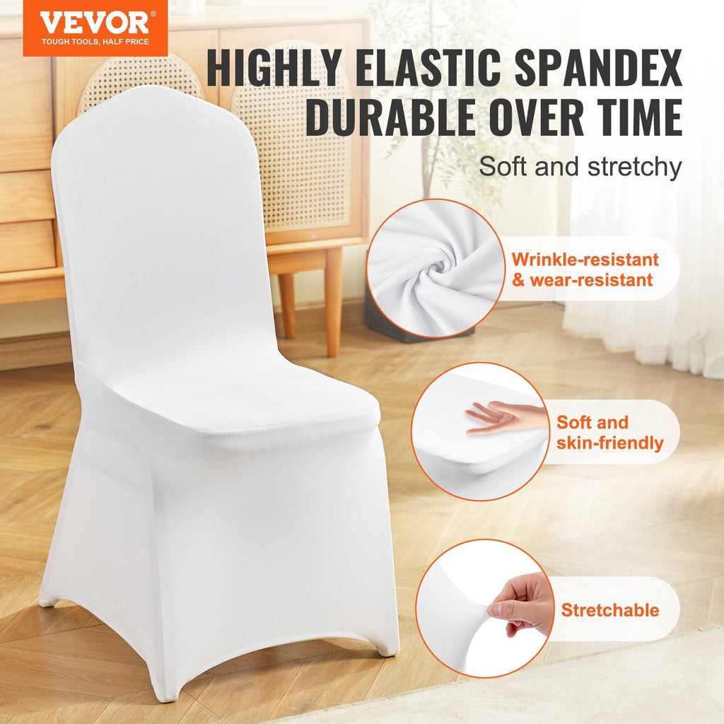 Housses de chaise pliante extensibles en Spandex, universelles et ajustées, amovibles et lavables, pour mariage, vacances, banquet, fête, célébration, salle à manger (50 pièces blanches)