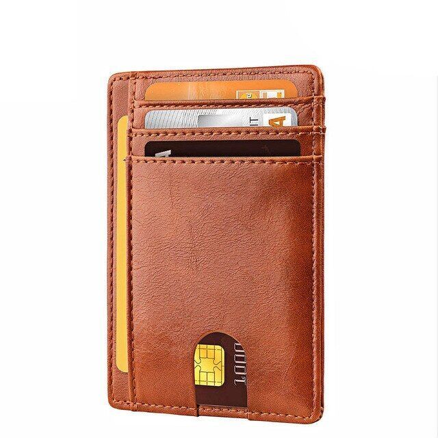 Portefeuille mince en cuir pour hommes Porte-cartes de crédit Blocage RFID Pochette porte-monnaie en PU États-Unis