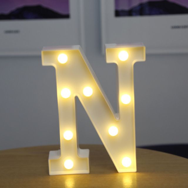 Lettres Lumineuses LED Alphabet Numéro Décoration Lampe à Pile Veilleuse pour la Maison Mariage Anniversaire Fête de Noël