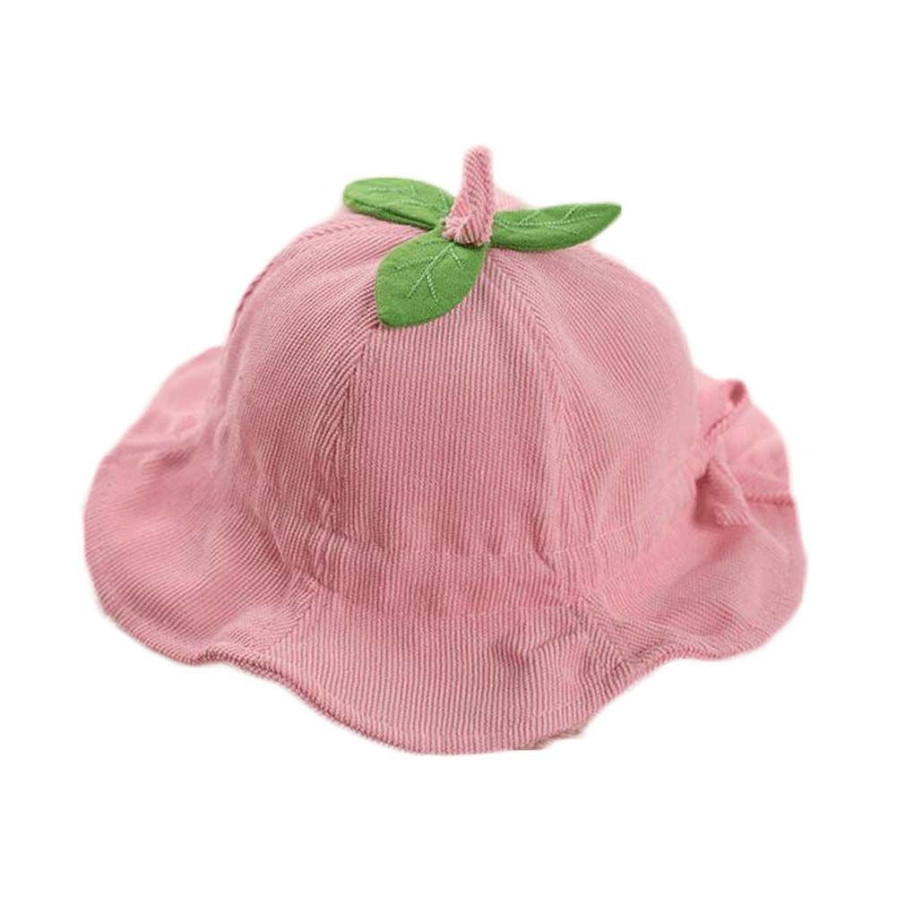 Chapeau seau bébé rose automne hiver, chapeau de soleil mignon en velours côtelé avec feuille pour garçons et filles, 3-18 mois