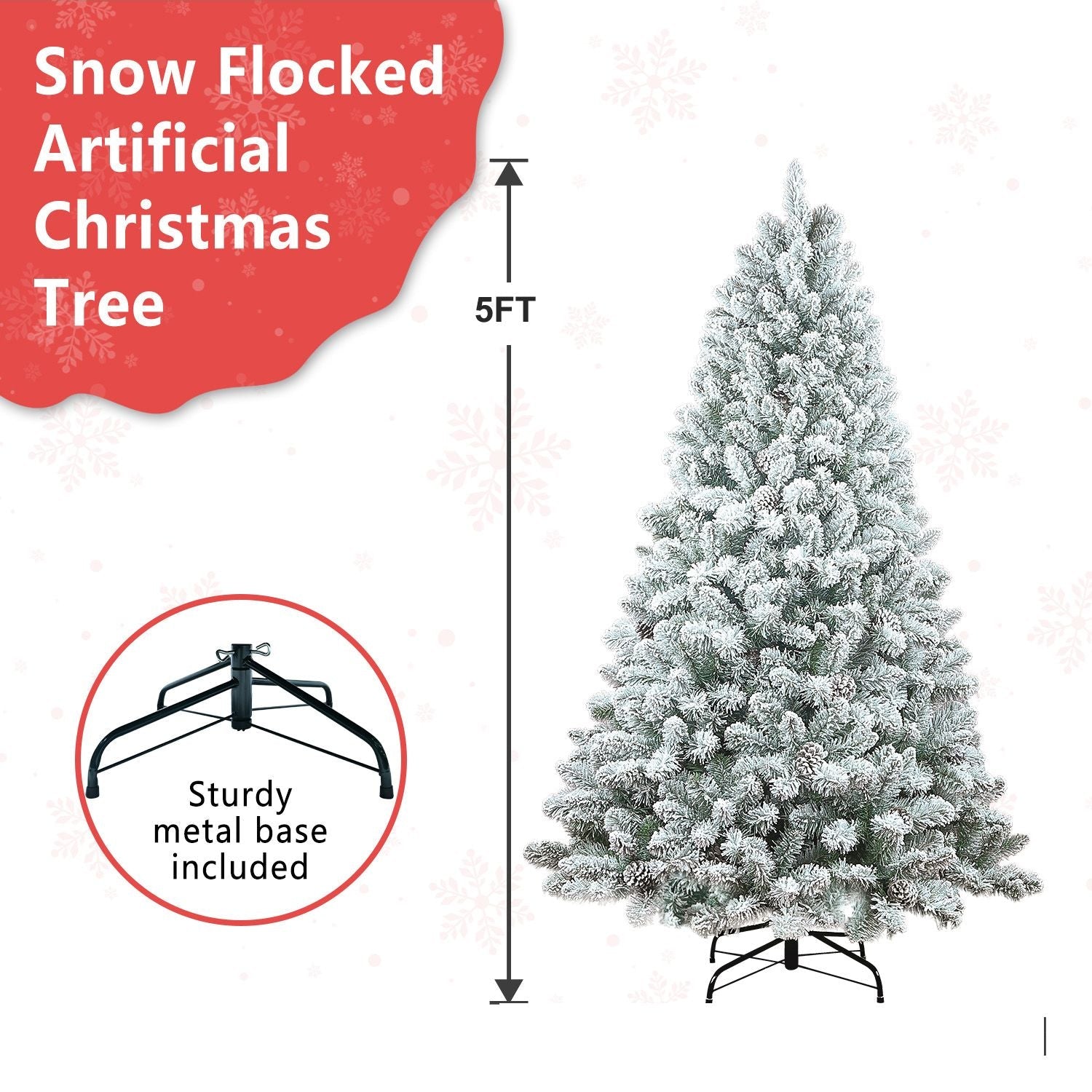 152 cm PVC gemischt beflockter kleiner Weihnachtsbaum Tannenzapfen Klappautomatik Künstlicher Weihnachtsbaum