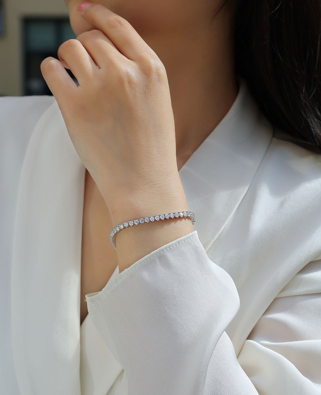 Mark - Armband mit 0,1 Karat Moissan Diamanten, S925 Sterlingsilber und Platin-beschichteten Diamanten, ein modisches Schmuckarmband, ein luxuriöses Silber-Accessoire