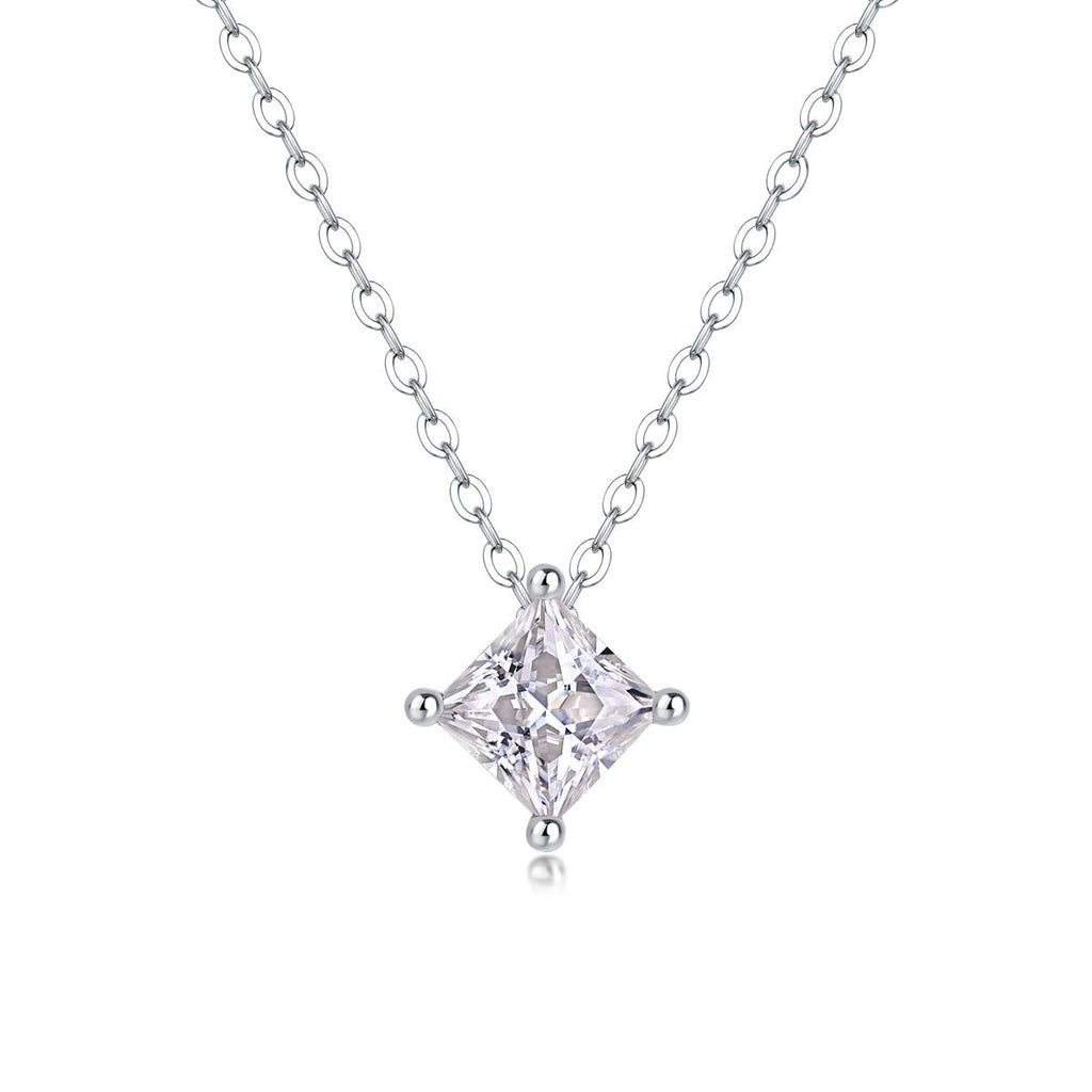 Zusammenbleiben – quadratischer Moissanit-Anhänger aus Sterlingsilber 925 und Platin, modischer Diamantschmuck