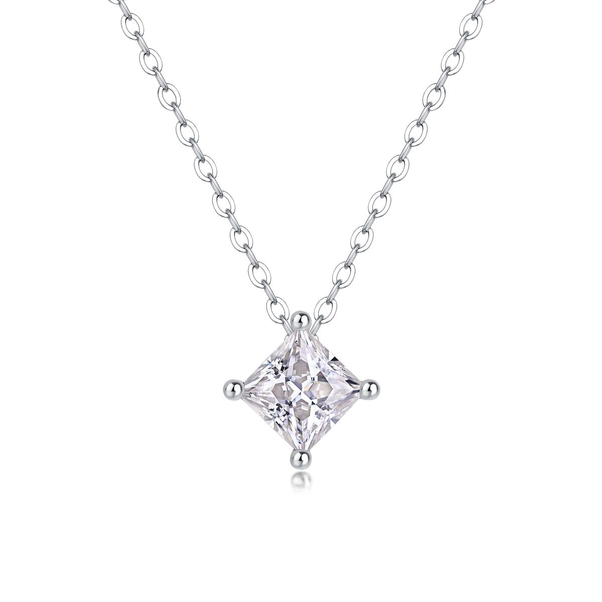 Zusammenbleiben – quadratischer Moissanit-Anhänger aus Sterlingsilber 925 und Platin, modischer Diamantschmuck