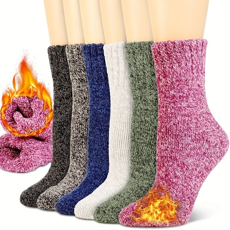 6 Paar Damen Socken aus Wolle (EU 39-42) - Strapazierfähige Winterwärme, BS4745 2.4 Tog Wert, Mehrfarbig (Rosa/ Grau/ Blau/ Grün/ Schwarz)