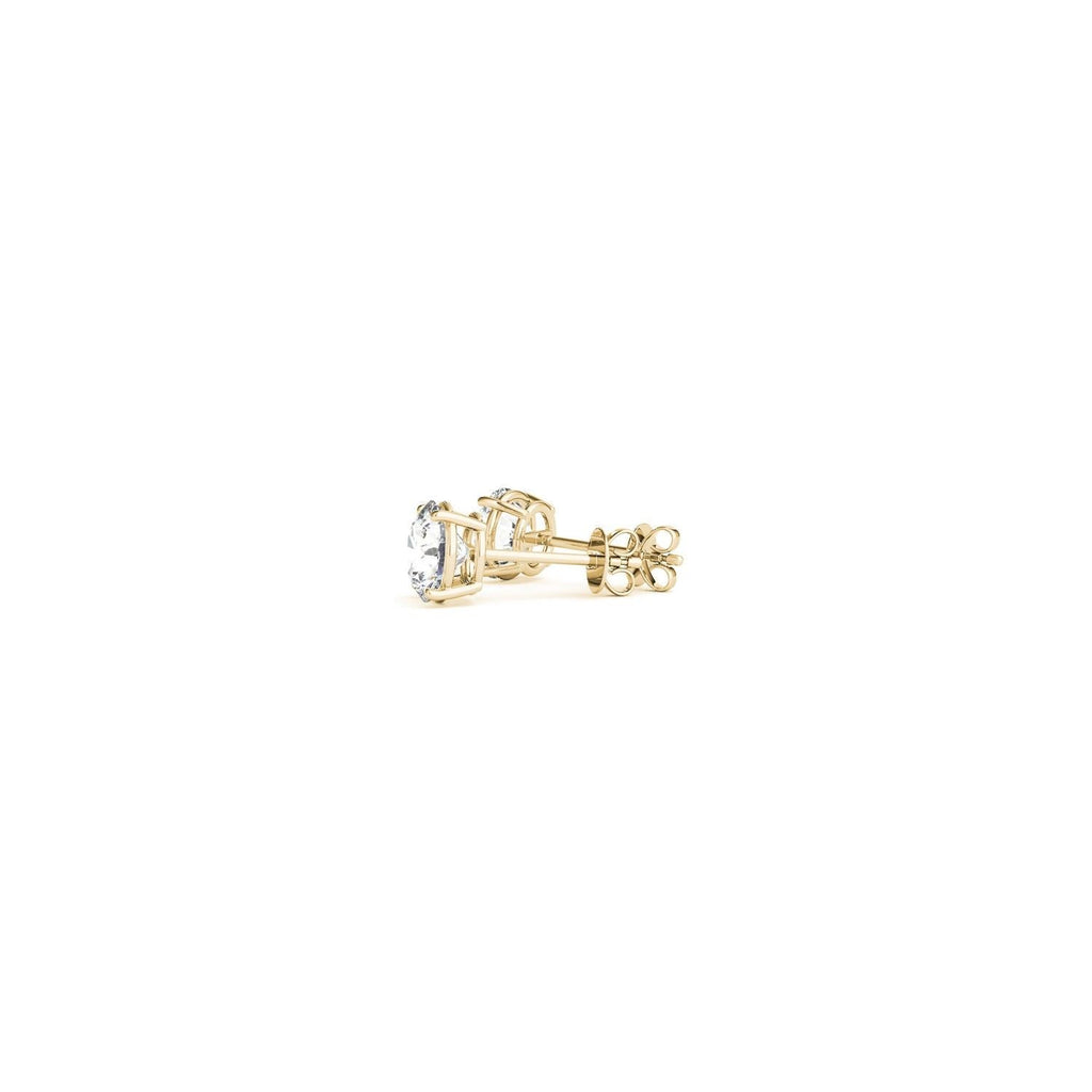 1/2 Karat runder, im Labor gezüchteter Diamant-Ohrstecker aus 585er Gelbgold (G/VS2)