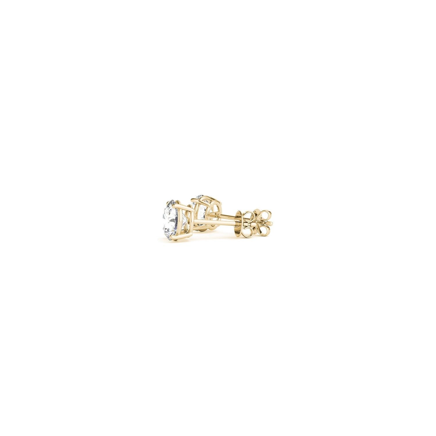 1/2 Karat runder, im Labor gezüchteter Diamant-Ohrstecker aus 585er Gelbgold (G/VS2)