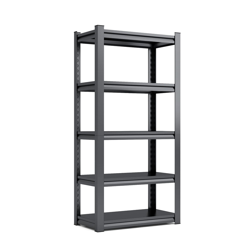 72 Zoll H, 5-stöckiges Metallregal für Lagerung, Garagenregal, 900 kg Schwerlastregal, verstellbares Garagenregal, industrielles Regal, Ablageregal, 90 cm B x 40 cm T x 183 cm H, Schwarz