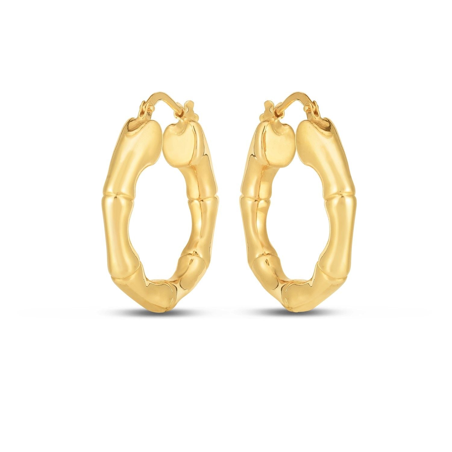 14k Gelbgold Mittelgroße Bambus-Creolen