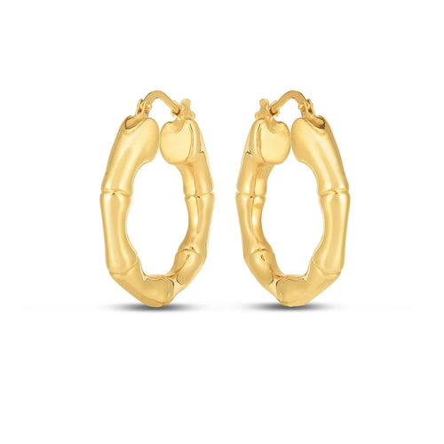 14k Gelbgold Mittelgroße Bambus-Creolen