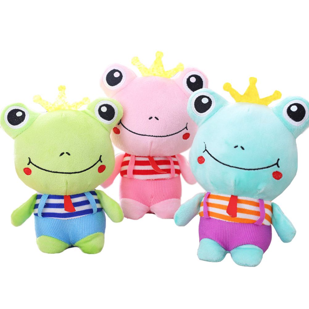 3x Cartoon Frosch Plüschtier Kuscheltier Zufällige Farbe für Bett Sofa Dekoration