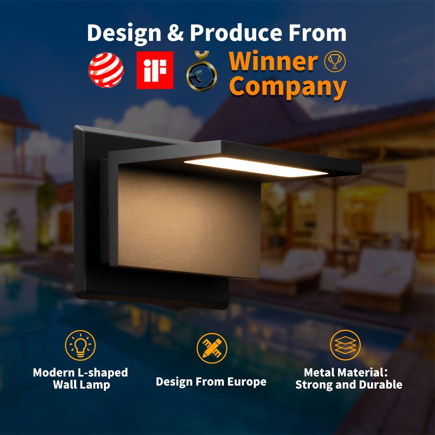 Inowel Wandleuchte Außenbereich LED Wandlampe Modern Wandmontierte Laternenleuchte für Veranda Haustür 17309