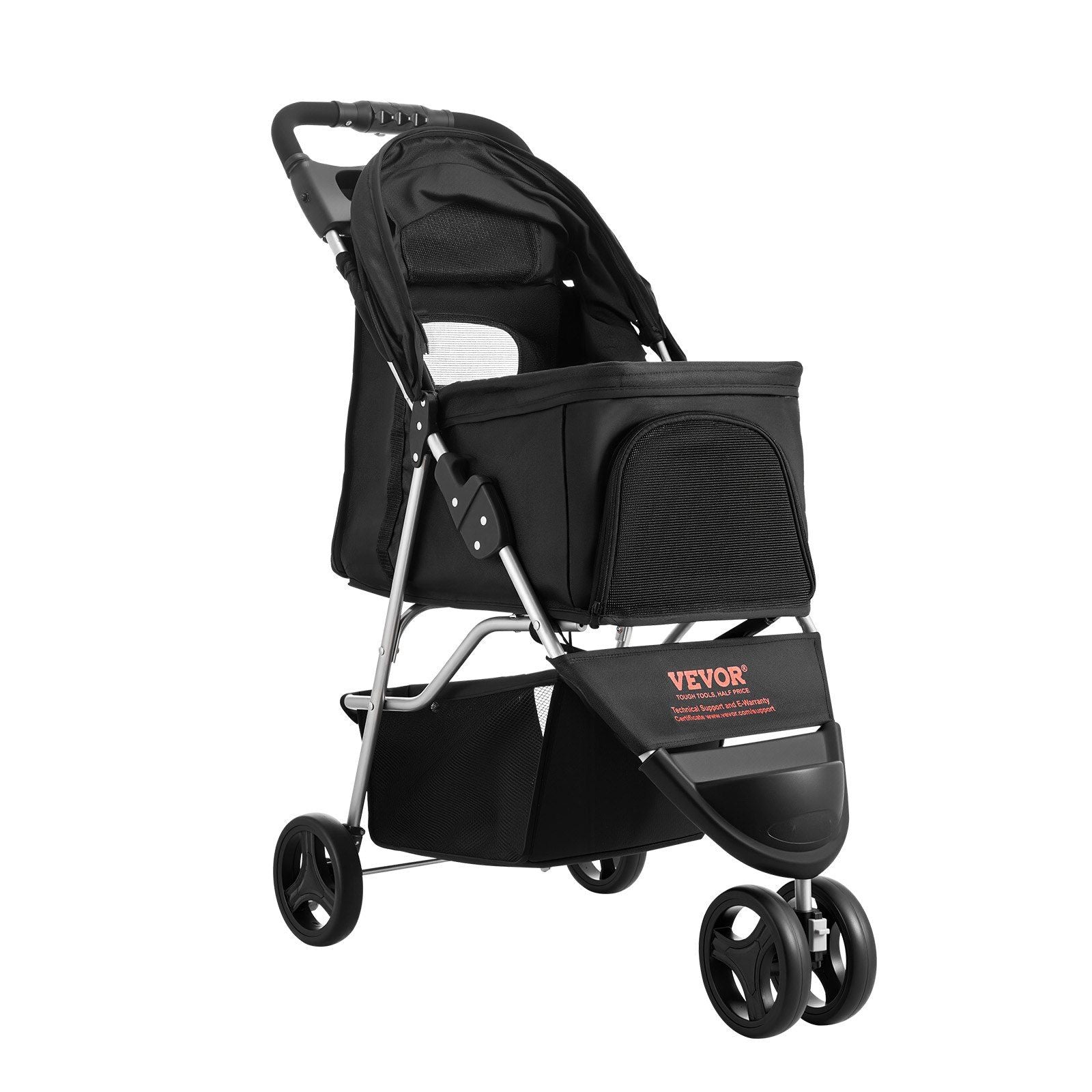 Hundetrolley faltbar 3 Räder Hundebuggy mit Bremse bis 16 kg Reise Camping