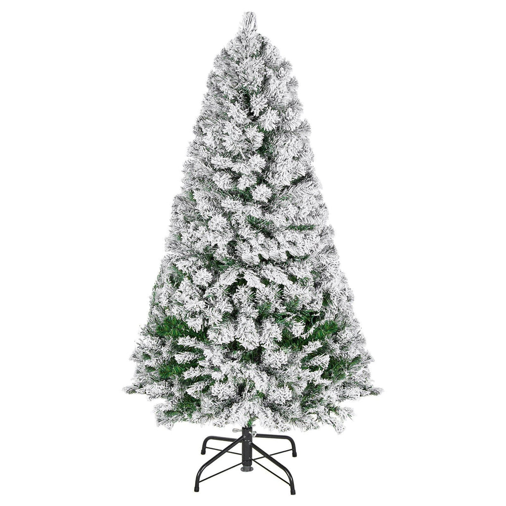 VEVOR Weihnachtsbaum, 1,2 m großer, vorbeleuchteter, beflockter Kunstbaum, voller Weihnachtsbaum mit 120 warmweißen LED-Lichtern, 8 Beleuchtungsmodi und 539 Zweigspitzen für Heim-, Party- und Bürodekoration