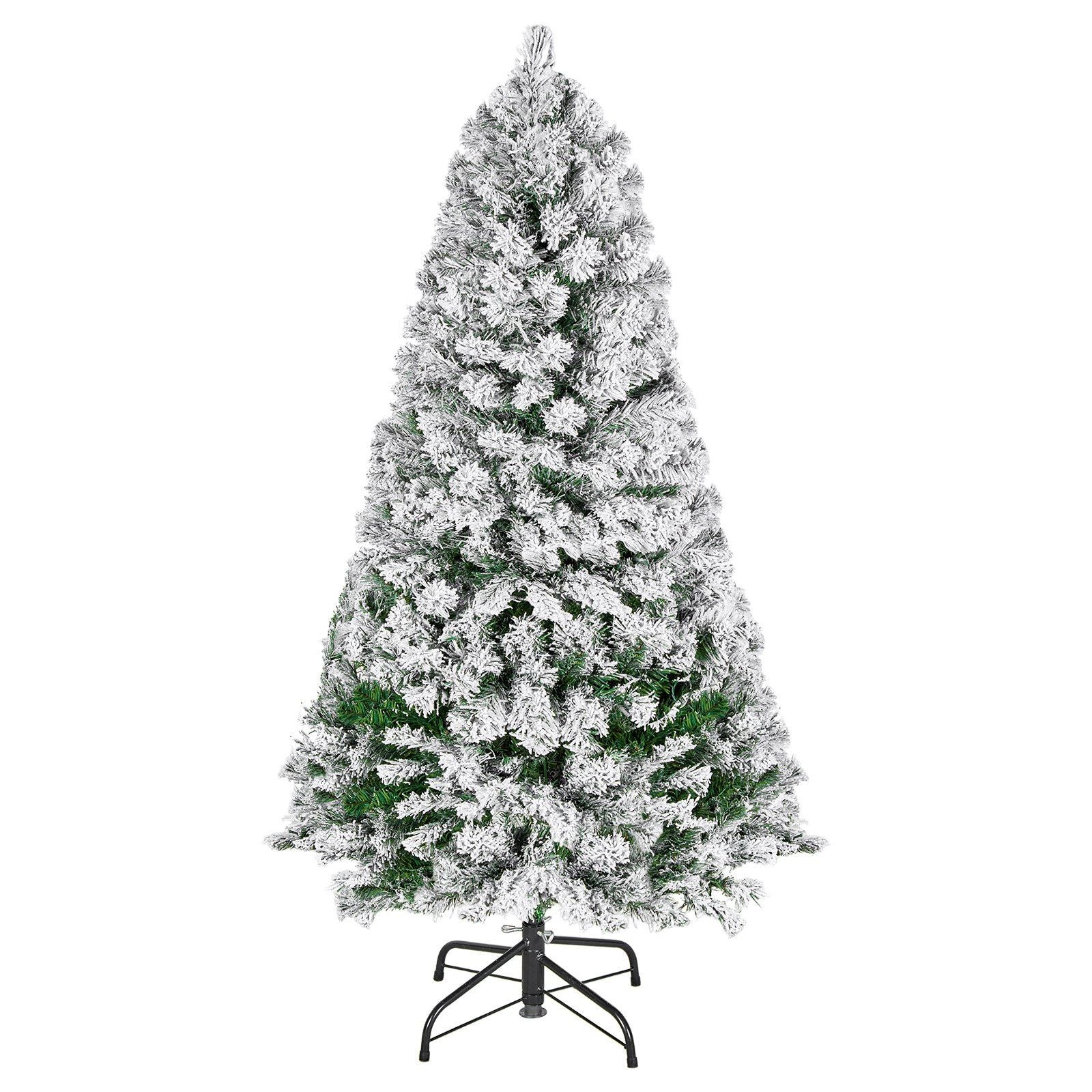 VEVOR Weihnachtsbaum, 1,2 m großer, vorbeleuchteter, beflockter Kunstbaum, voller Weihnachtsbaum mit 120 warmweißen LED-Lichtern, 8 Beleuchtungsmodi und 539 Zweigspitzen für Heim-, Party- und Bürodekoration