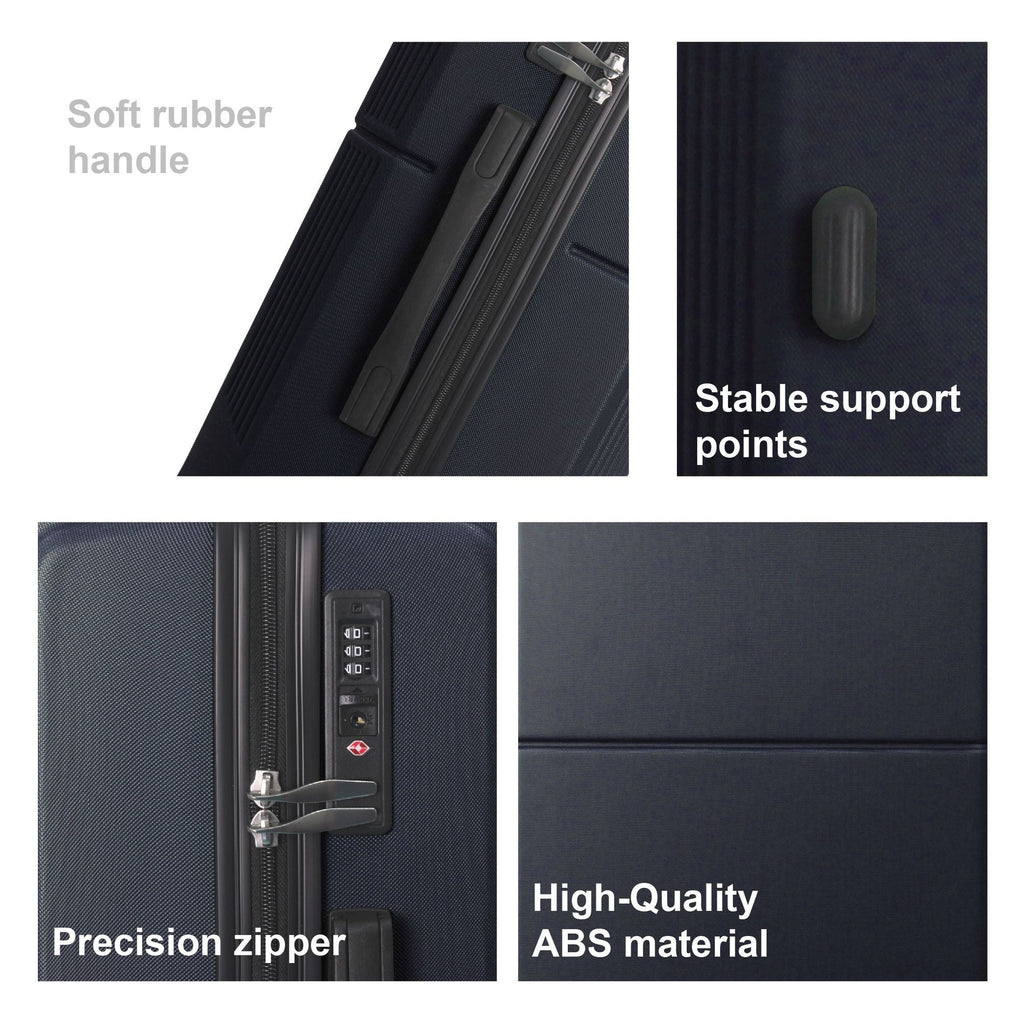 BLAUES 3-teiliges Premium ABS-Gepäckset – 20", 24" und 28" Koffer mit mehrstufigem Griff, leisen Spinner-Rädern und TSA-Schloss – Strapazierfähiges, stilvolles und geräumiges Reisegepäck