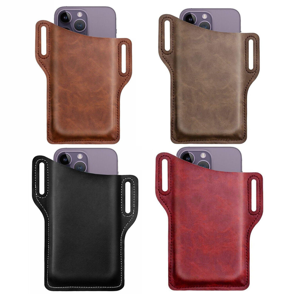 Sac de ceinture pour homme pour téléphone portable, pochette de taille en cuir, étui portefeuille