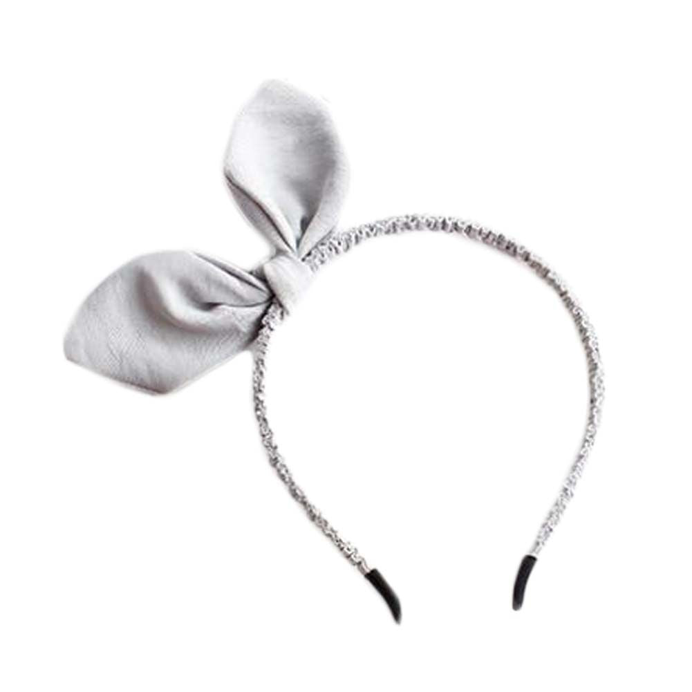 Grau Süße Hasenohren Dünnes Stirnband Süßes Schleifen-Haarband Haarschmuck für Damen