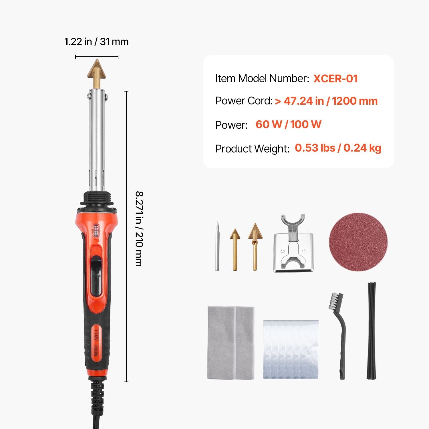 Kunststoffschweißgerät-Set, 60W/100W Dual-Power Kunststoffschweißlötkolben mit 3 Schweißspitzen und 20 Schweißstäben, professionelles Kunststoffreparatur-Schweißwerkzeug für Autobumper, Kajaks, Spielzeug, Elektronik