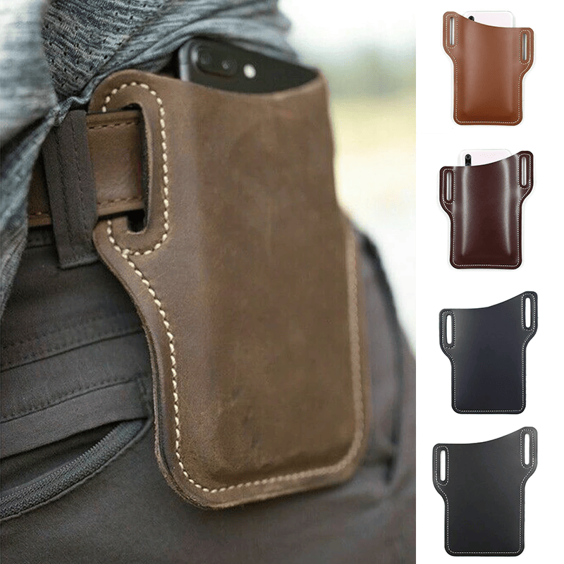 Sac de ceinture pour homme pour téléphone portable, pochette de taille en cuir, étui portefeuille