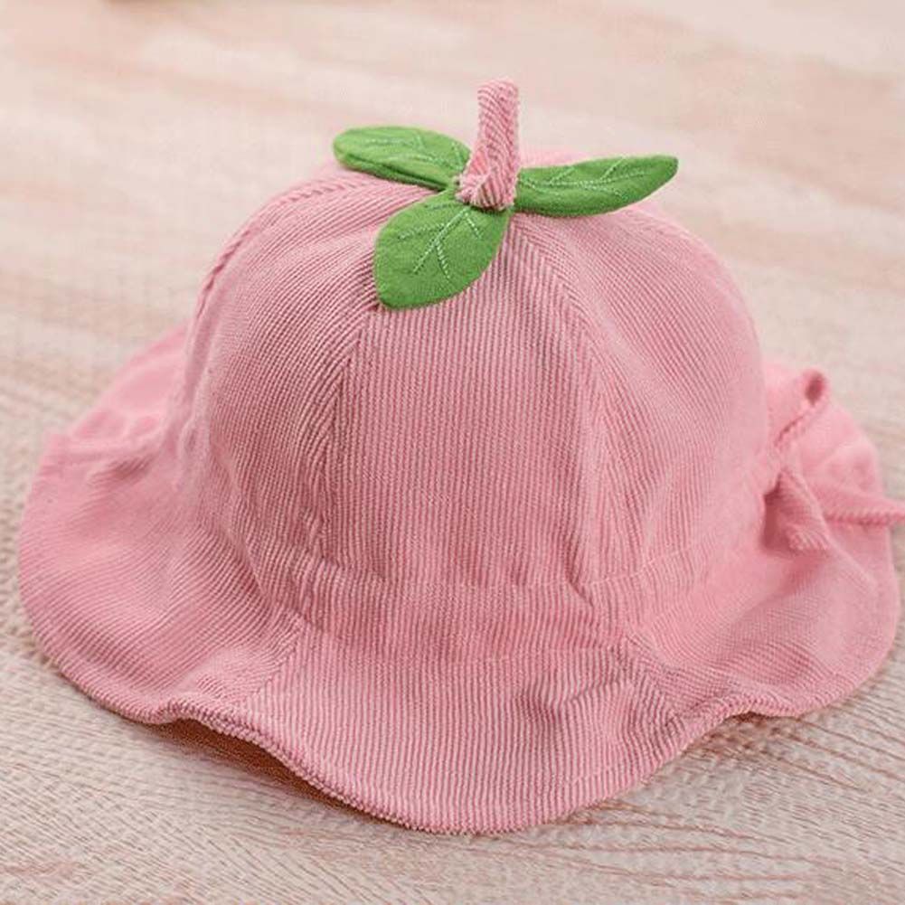 Chapeau seau bébé rose automne hiver, chapeau de soleil mignon en velours côtelé avec feuille pour garçons et filles, 3-18 mois
