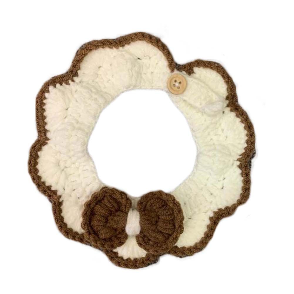 Collier tricoté à la main pour chien ou chat, nœud papillon marron, pour animaux de compagnie, écharpe au crochet, cravate, bavoir