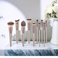10 Stk. Hochwertiges professionelles Make-up-Pinsel-Set Lidschatten Braun Foundation Puder Kosmetik