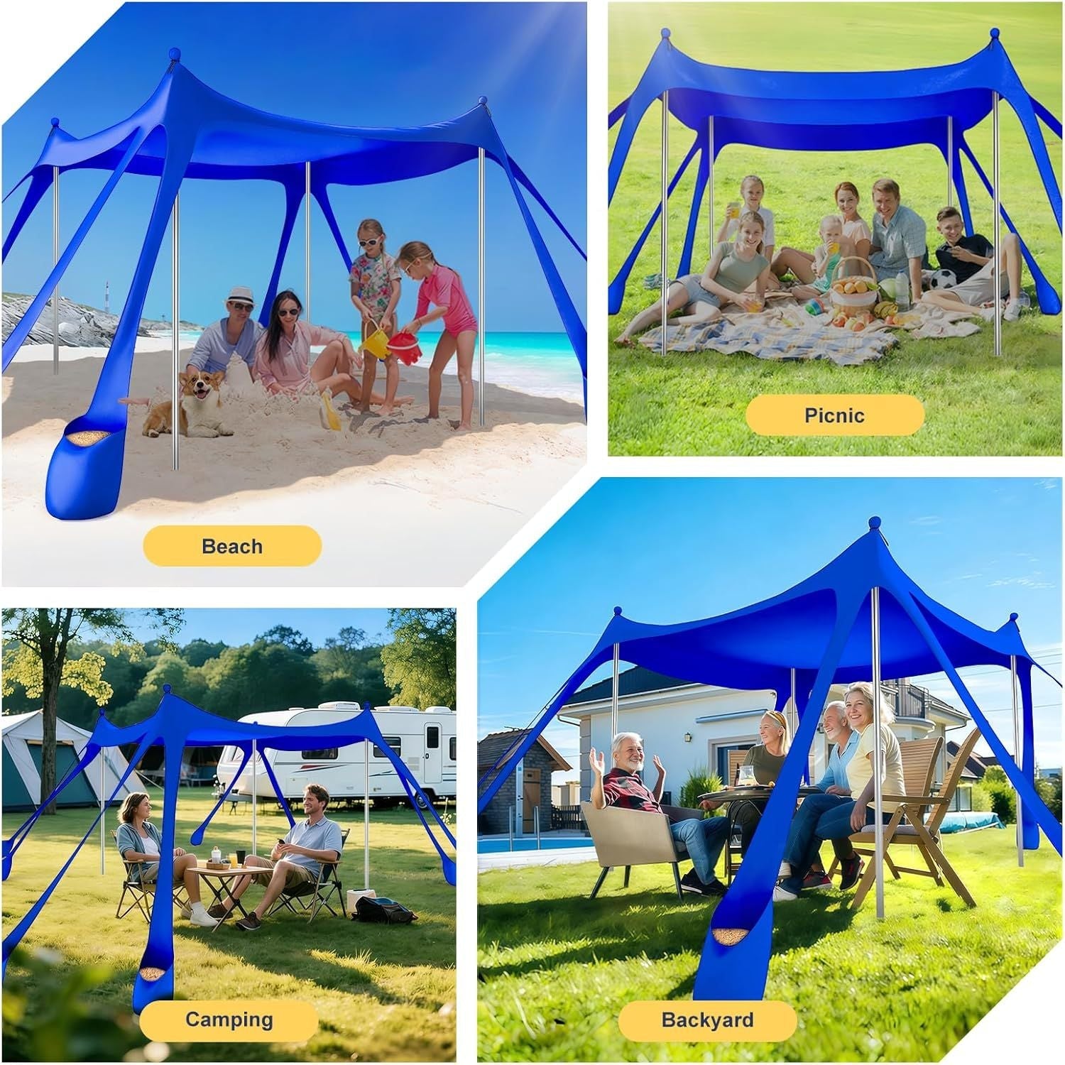 Ab zum Strand - Tragbarer Strandzelt-Sonnenschutz UPF 50+, Perfektes 3x3 m Pop-Up-Vordach für Spaß im Freien
