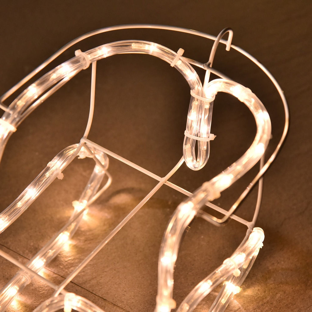 Outsunny LED Weihnachtsrentier und Schlitten Deko 35 warmweiße Lichter Stahlrahmen für Hof Innen- und Außenbereich