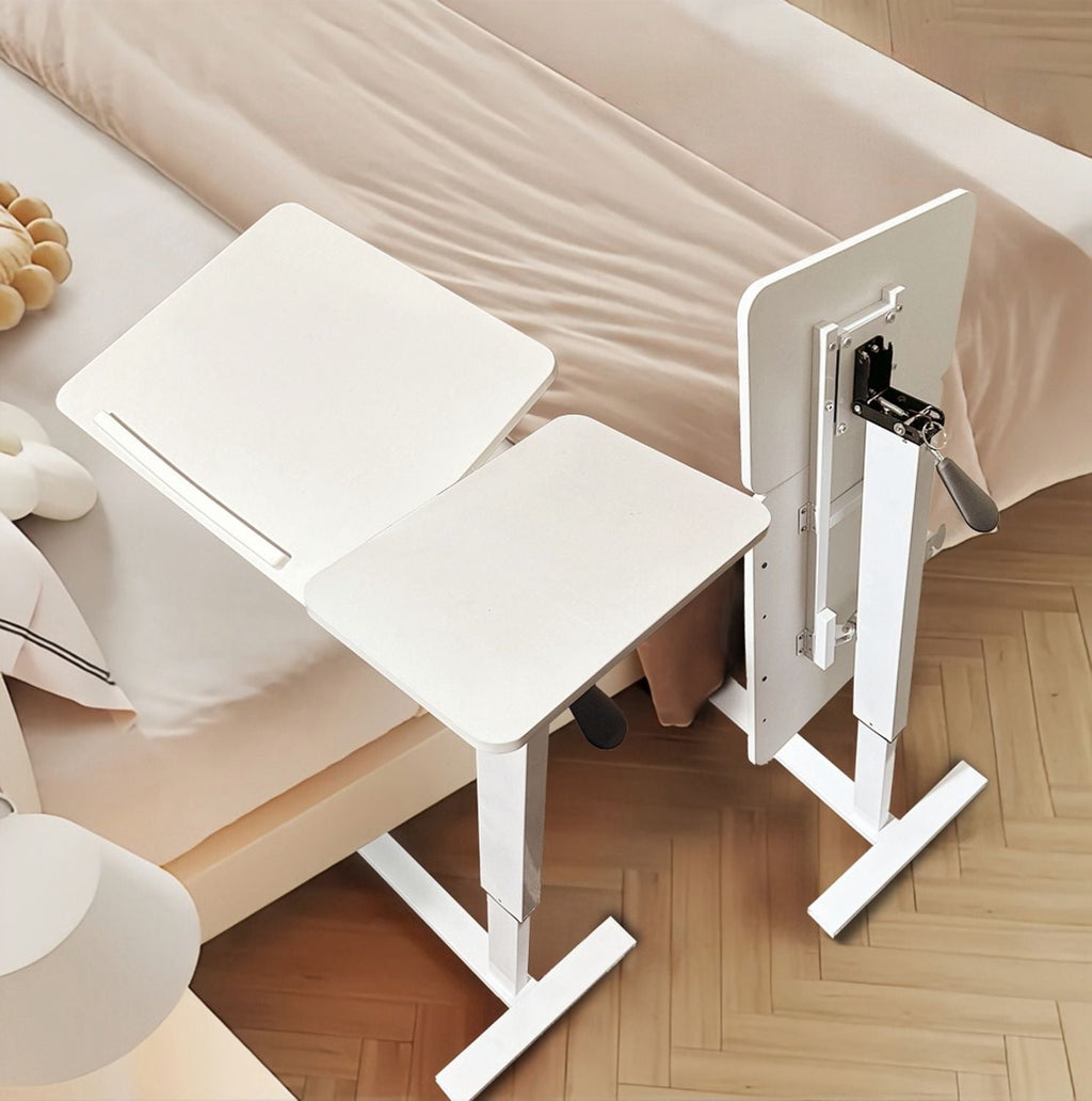 Beistelltisch für Laptops am Bett, mobiler, rollbarer Laptopständer, neigbarer Betttisch mit Rollen, höhenverstellbarer Laptoptisch für Bett, Sofa, Beistelltisch (WEISS)