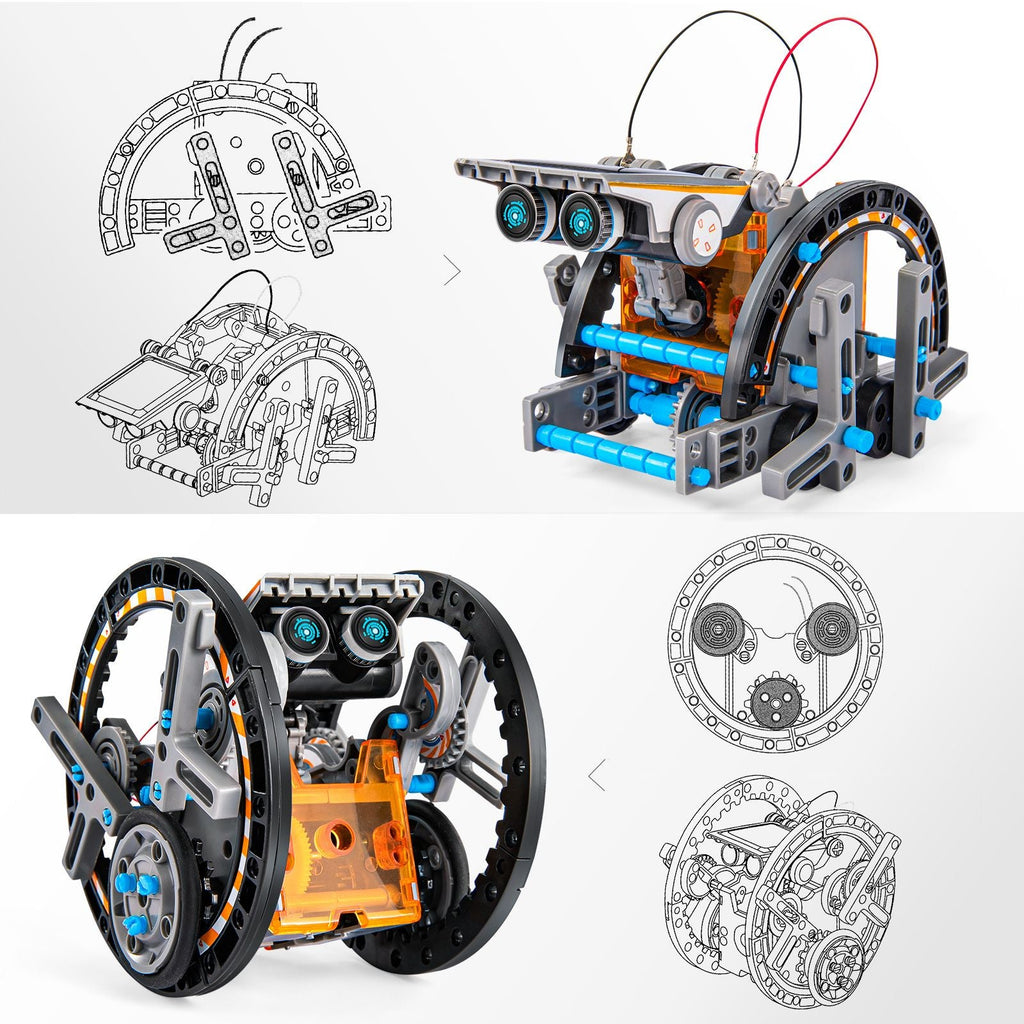 Kit robot solaire STEM pour enfants ; 12-en-1 jouets scientifiques éducatifs STEM ; Kit de construction DIY alimenté par l'énergie solaire pour garçons et filles de 8 9 10 11 12 13 ans