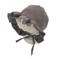 Dunkelgraue Baby-Mütze für Herbst Winter, Cord-Rüschen-Zylinderhut, Mädchen Jungen Fischerhut mit Kordelzug, Sonnenhut, 7–18 Monate