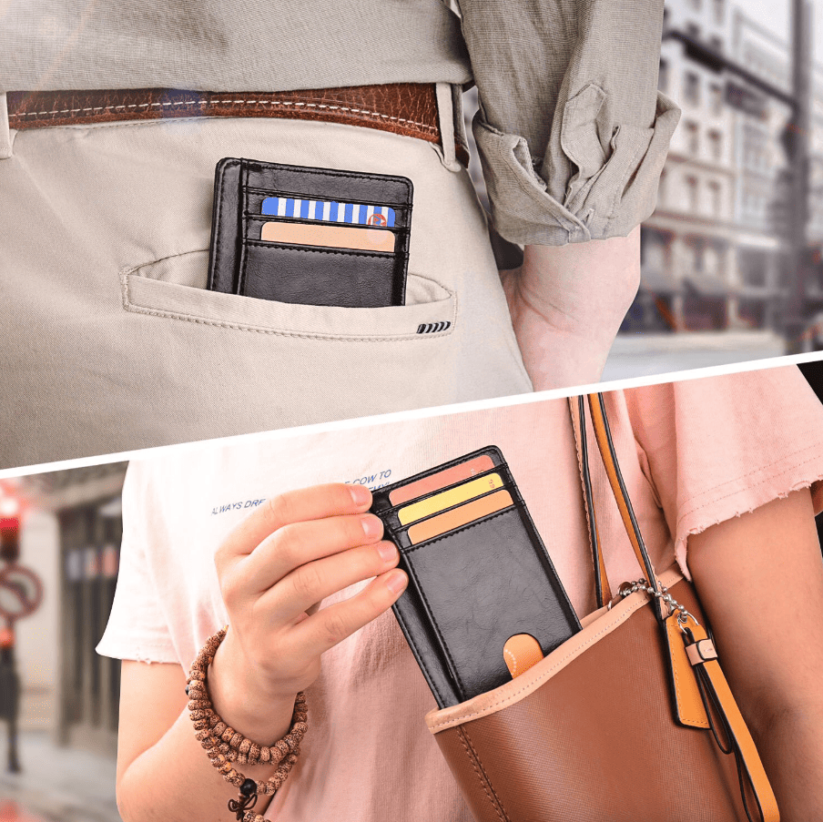 Herren Leder Slim Wallet Kreditkartenetui RFID Blocker Geldbörse Ausweis Geldfach PU USA