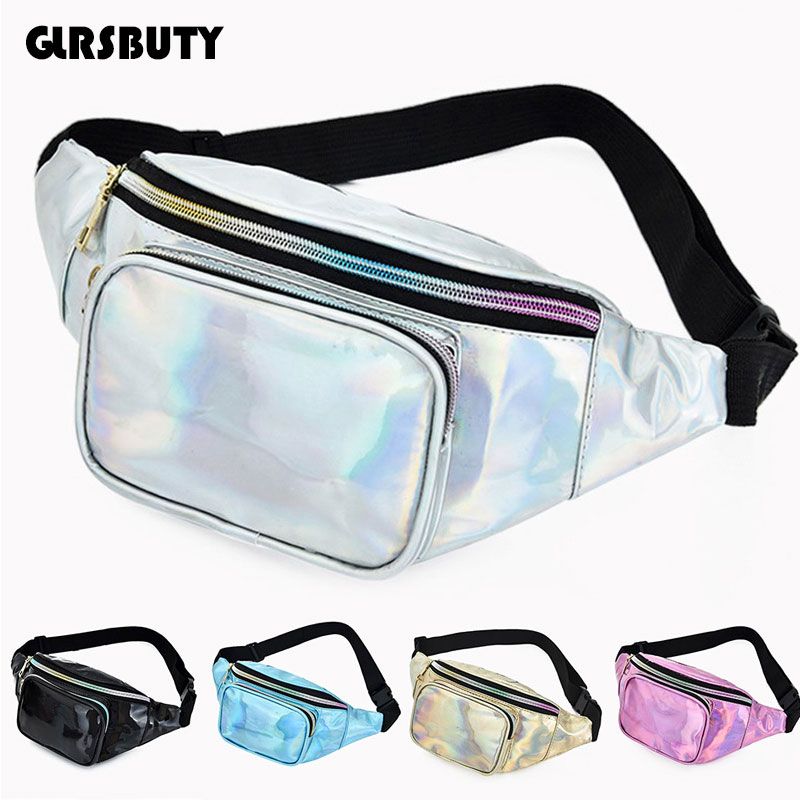 Damen Holografische Gürteltasche Herren Glänzende Bauchtasche Hologramm Hüfttasche Reise Laser Brusttasche mit verstellbarem Gurt für Reisen