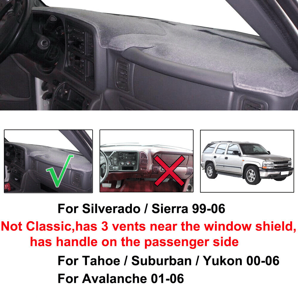 Car Dash Cover Mat Dashboard Pad for Chevy Silverado 1500 2500 Tahoe 2001-2006