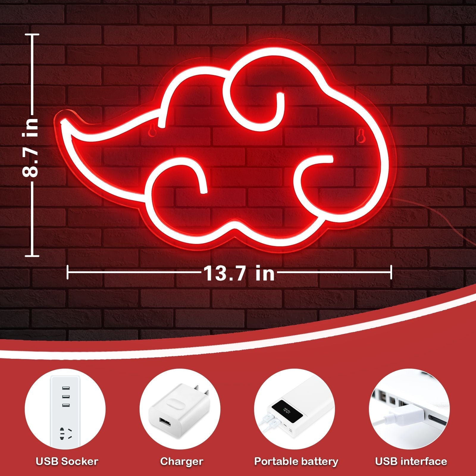 Neonwolkenlichter, USB-betriebene LED-Neon-Schilder-Nachtlichter, Gaming-Zimmer Schlafzimmer Wohnzimmer Dekorationslampe Weihnachtsgeschenk
