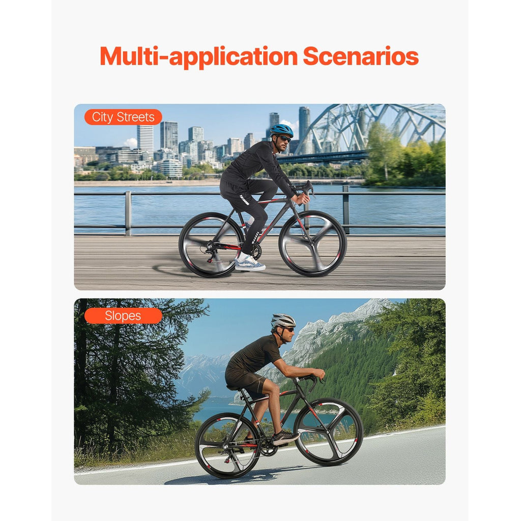 Vélo de Route, Roues 700C Vélo de Course, Transmission SHIMANO 14 Vitesses Vélo de Route Urbain, Vélo de Sport Adulte Léger avec Cadre en Alliage d'Aluminium, Cintre de Course, Frein à Disque, pour Hommes Femmes