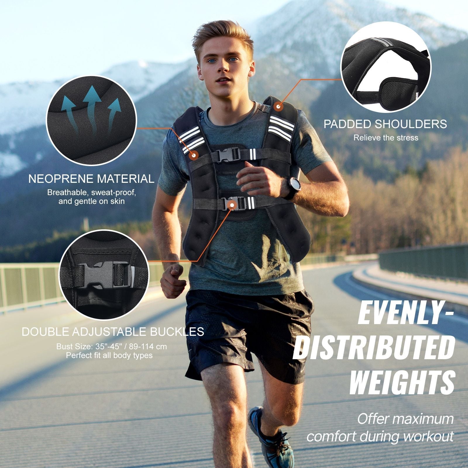 Gewichtsweste, 9 kg Gewichtsweste mit reflektierendem Streifen, verstellbare Schnalle Körpergewichtsweste für Männer und Frauen, Trainingsausrüstung für Krafttraining, Laufen, Joggen, Fitness und Gewichtsverlust